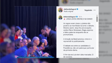 Momento foi registrado por Deltan Dallagnol. Primeira-dama teria fingido espirro durante fala de Flávio.