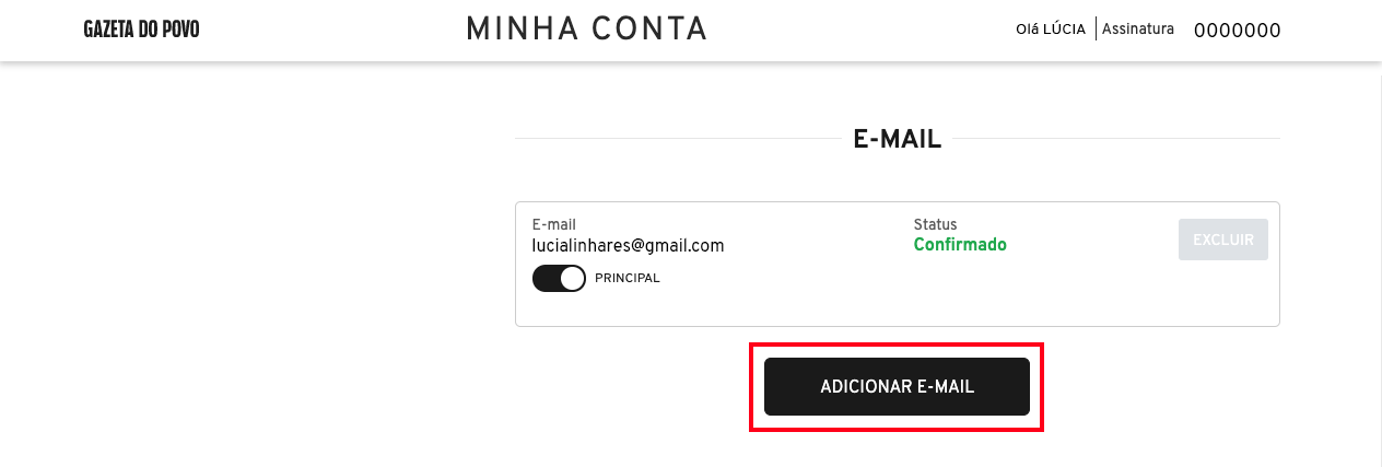 Editar e-mail - Passo 1