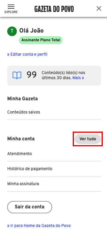 Editar perfil - Passo 1